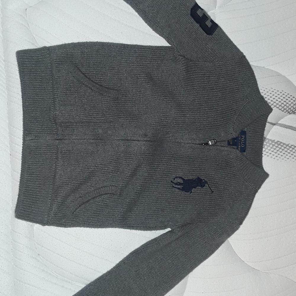 Polo boys grey zip sweater cardigan